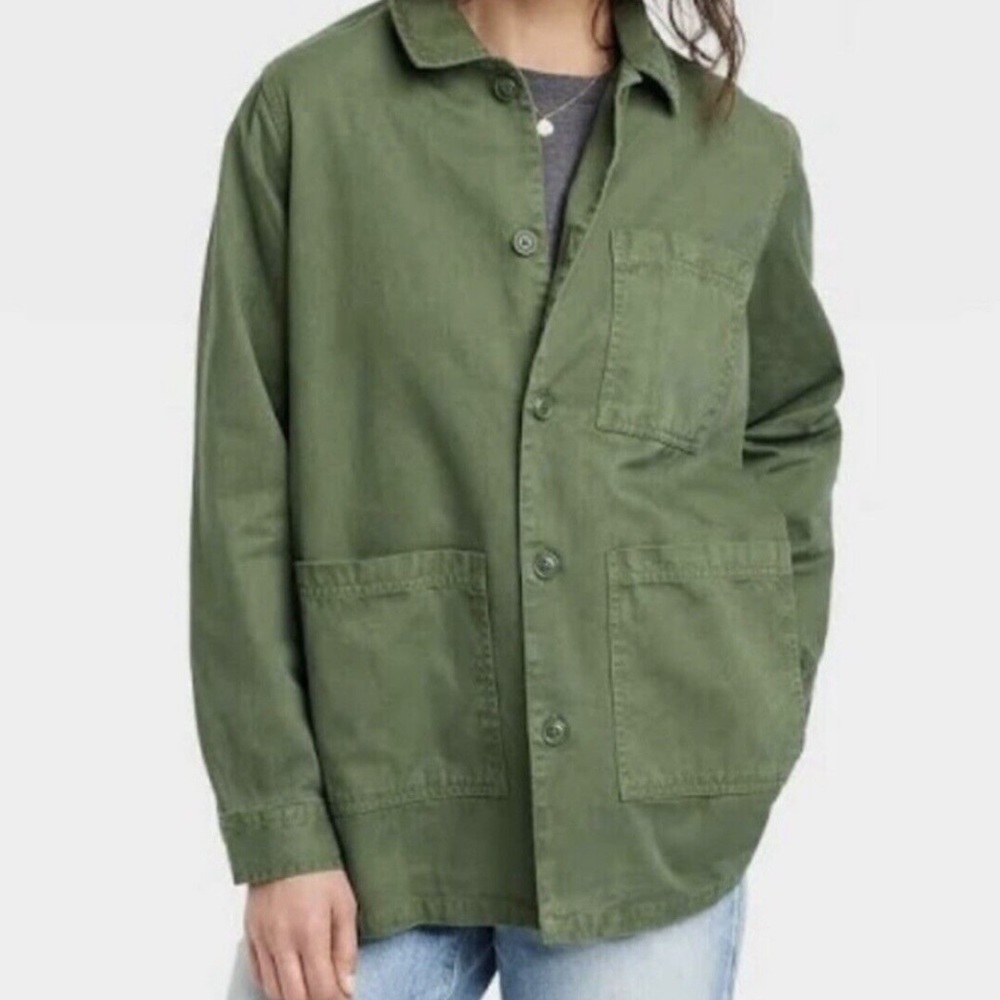 Universal thread green utility jacket new size small. E